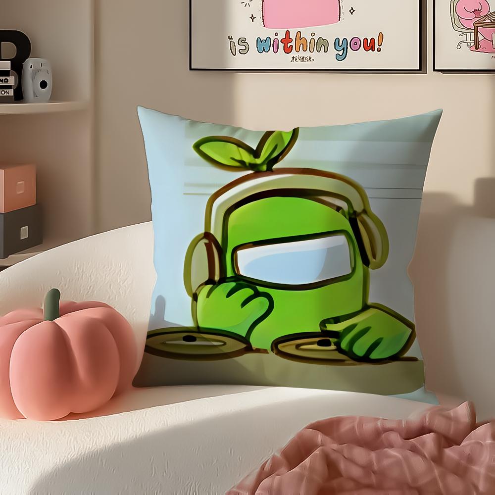 Fun Deduction Party Board Game AAmong Us Cushion Cover Pillowcase Short Plush Invisible Zipper Room Sofa Cushion Cover
