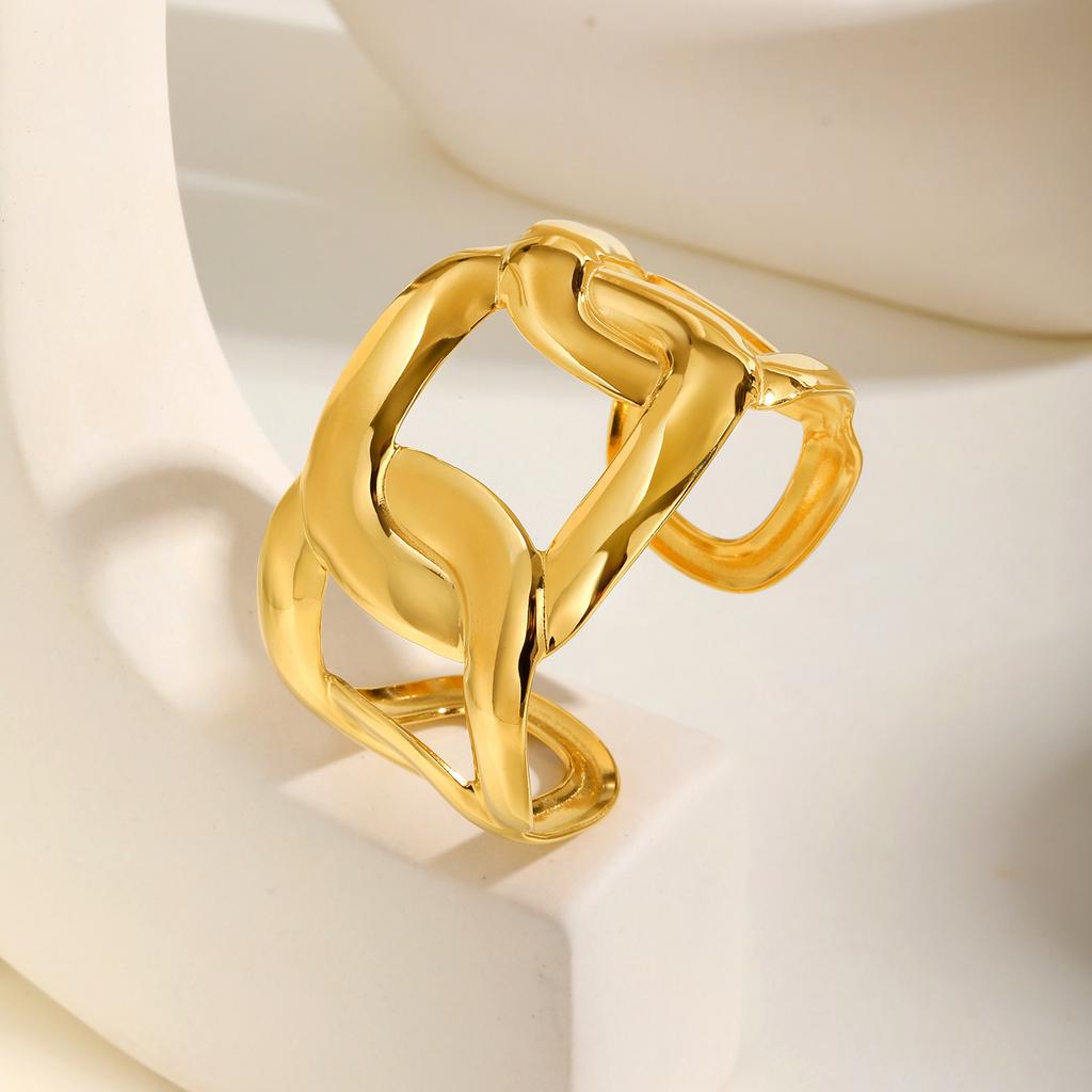 Exquisito Brazalete Abierto de Acero Inoxidable con Forma de Margarita para Mujer, Brazalete Dorado con Patrón Espiral, Joyería Impermeable Regalo