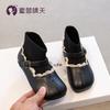 Girls short boots 2025 new spring and autumn children's boots black socks boots soft sole autumn women's treasure princess shoes small leather shoes