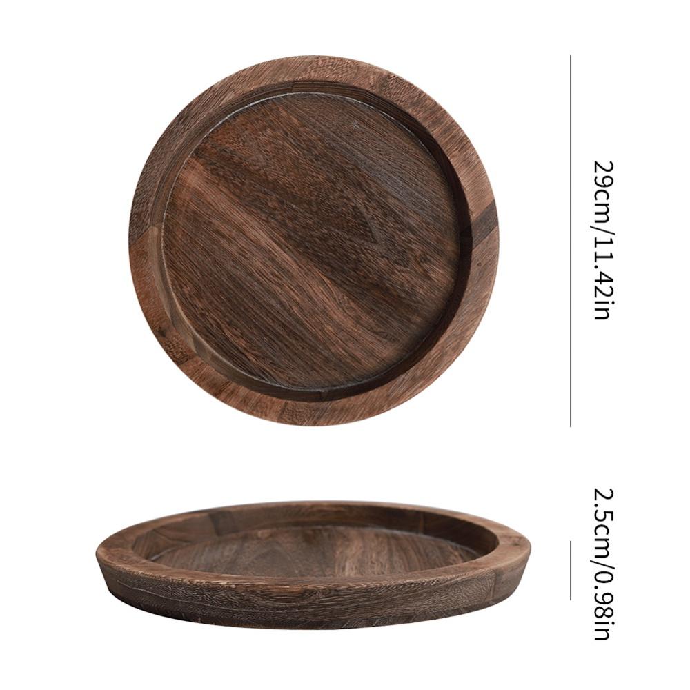 Wooden Serving Tray Rectangular Round Plate Tea Cup Saucer Tray Fruit Dessert Dinner Plate Food Storage Pallet Kitchen Tableware
