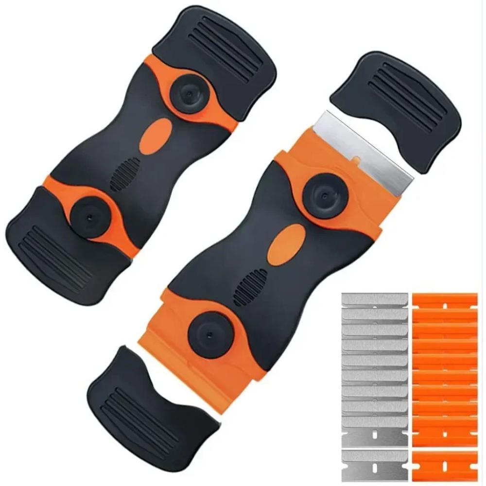 Plastic & Metal Razor Blade Scraper, Window Glass Cleaner, Vinyl Film & Adhesive Remover Tool for Car & Home