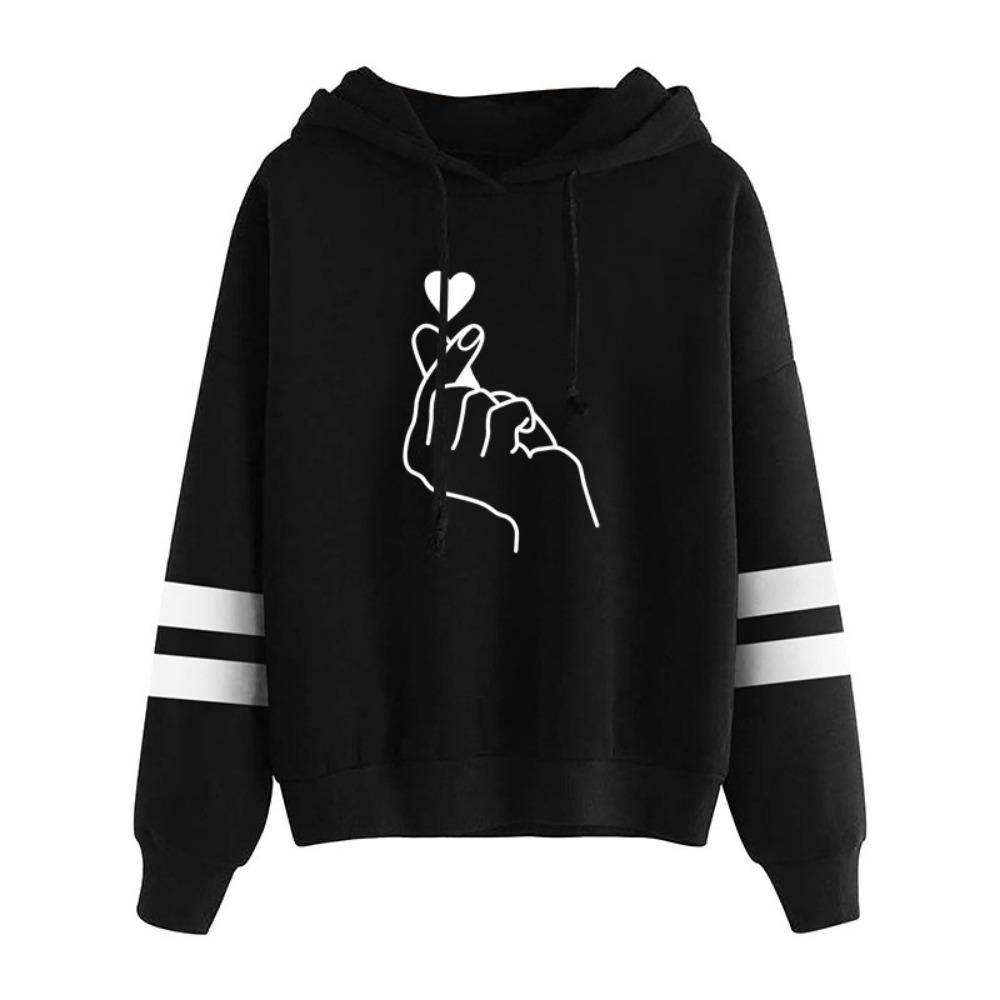 

Осень и зима новый офсетный принт буквенный узор с длинным рукавом круглый вырез с капюшоном европейский и американский свитер 5XL чёрный