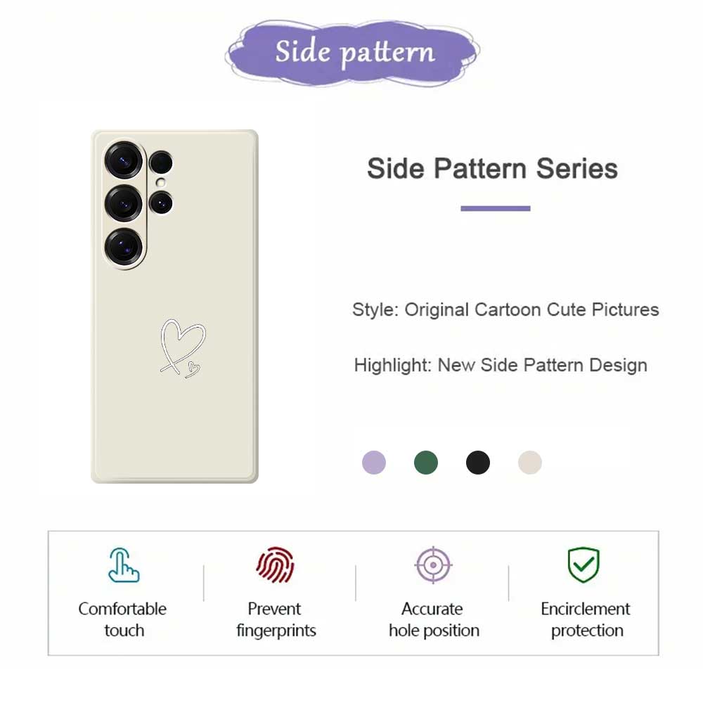 For Samsung Galaxy S25 Ultra Case White Love Pattern Printing Straight Edge TPU Phone Back Cover