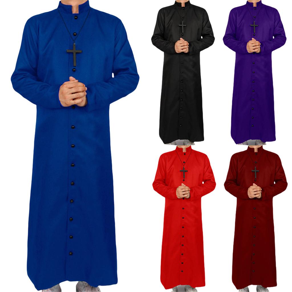 Robe Uomo Roba da Chiesa Coro Ministro Clero Pulpito Liturgico Uomini Supporto Liturgico Collo Alto Monopetto Ministro Coro