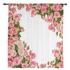 Blush Pink Rose Blossom Floral Bouquet Pure White Soft Tulle Transparent Drapes for Living Room Ornamentation Window Panel Curtain Ideal for Bedroom