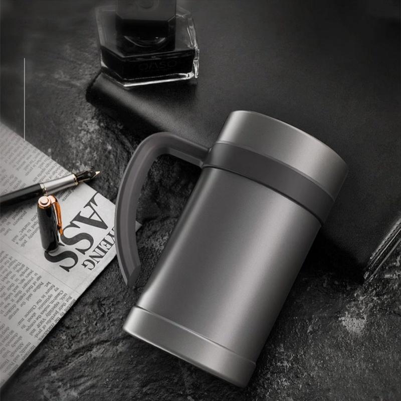 550ml Pure Titanium Thermos Cup with Handle Double Layer Vacuum Flask High Grade Gift Drinkware Tea Mug Business Water Bottle