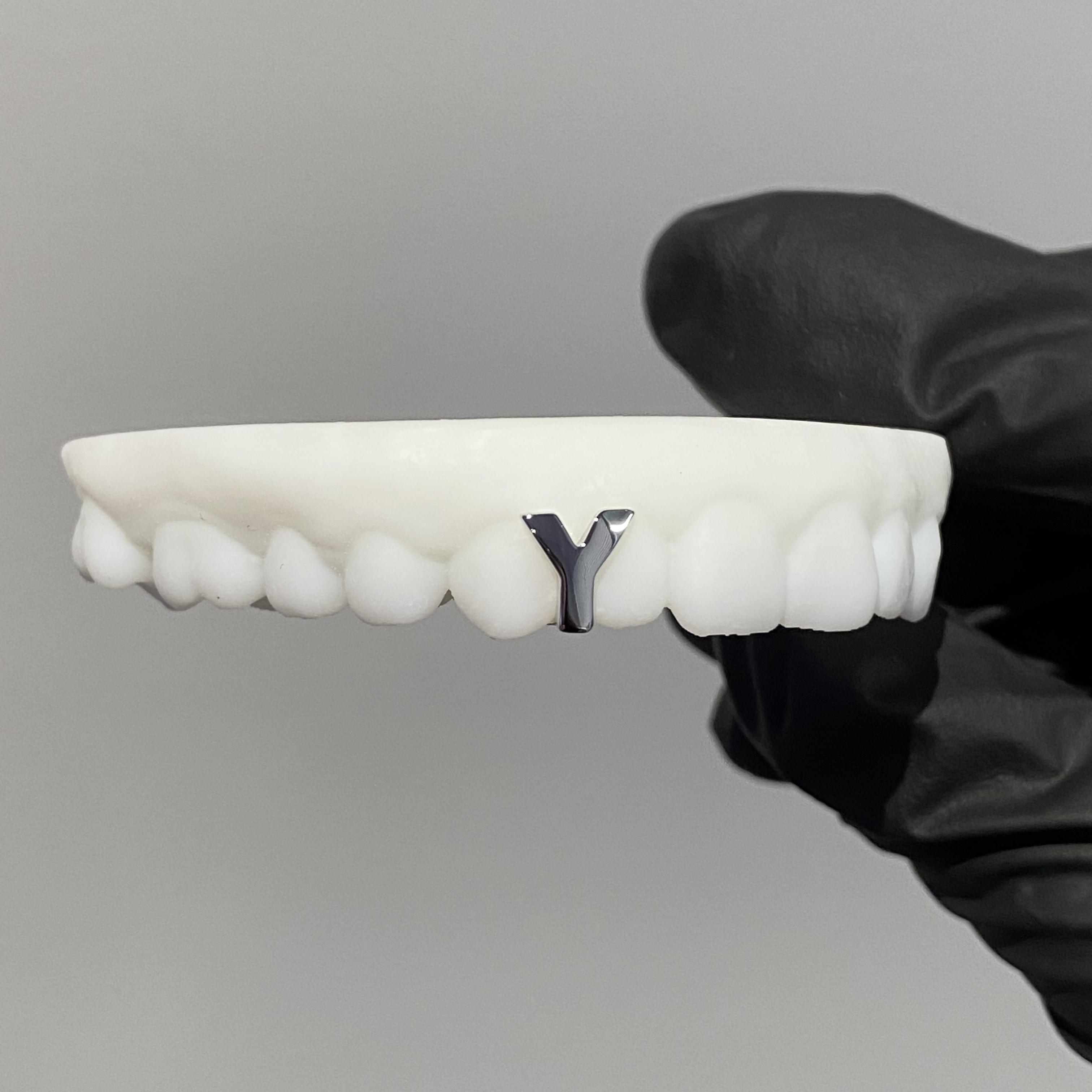 Custom Letter Y Teeth Grillz 925 Silver Hiphop Grillz for Women and Men