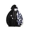 Mens Bear Print Hoodie Casual Loose Fit Contrast Color Stitching Sweatshirt Plus Size Couple Top