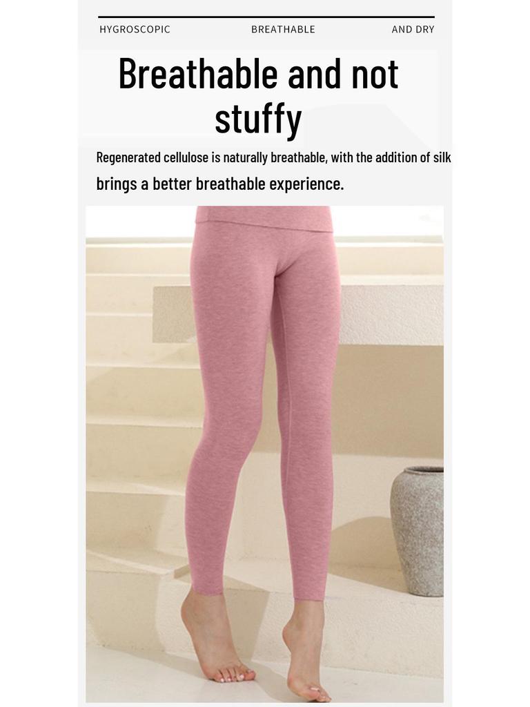 Women's Wool Silk Thermal Pants: Autumn/Winter Warmth with German Velvet Brushed Fabric.