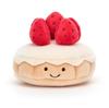 Strawberry Tart Plush Toy 10cm Beige/Red Soft Cake Stuffed Animal Gift for Girlfriend