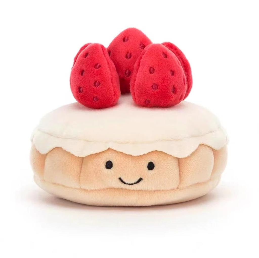 Strawberry Tart Plush Toy 10cm Beige/Red Soft Cake Stuffed Animal Gift for Girlfriend