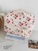 Red Flower Soft Corduroy Women's Cosmetic Bags Cases Travel Portable Ladies Storage Bag Large Capacity Female Makeup Handbag