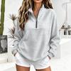 Gefütterter Viertelreißverschluss-Pullover-Sweatshirt für Damen mit Raglanärmeln für Herbst und Winter
