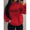 Smile Font Language Butterfly Pattern Hoody For Women Sport Pocket Clothing Cute Multicolor Streetwear Fashion Hoodies