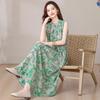 Vestido Elegante com Estampa Floral Plus Size para Mulheres de Meia-idade Vestido Longo de Algodão de Verão