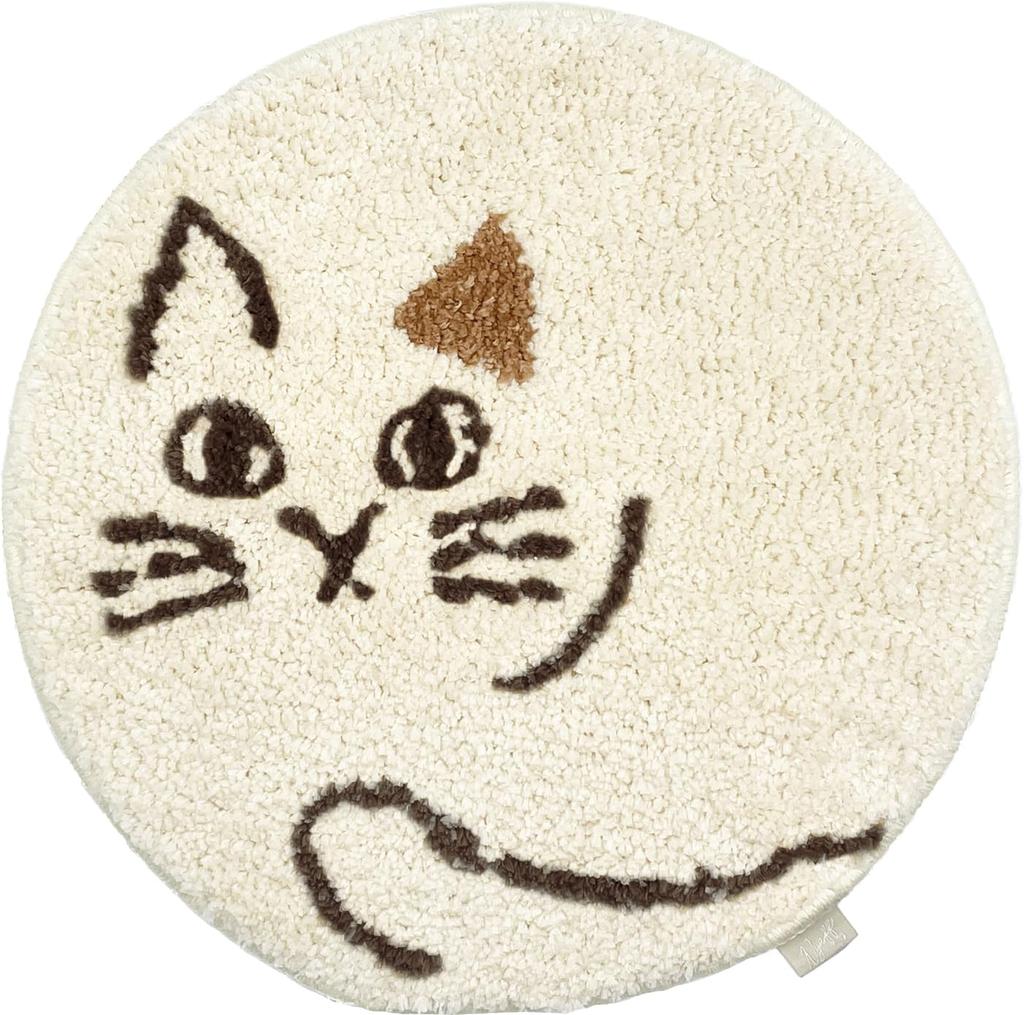 Daikai Nyafunyafu Cat Round Chair 74104 Pad, Ivory, 36cm,
