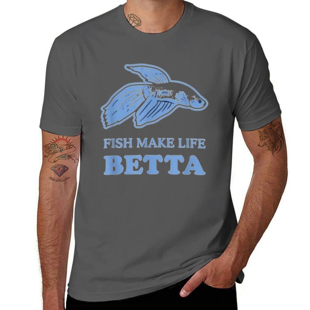 Fish Make Life Betta T-Shirt Basic Tee Shirt for Everyday Outfit