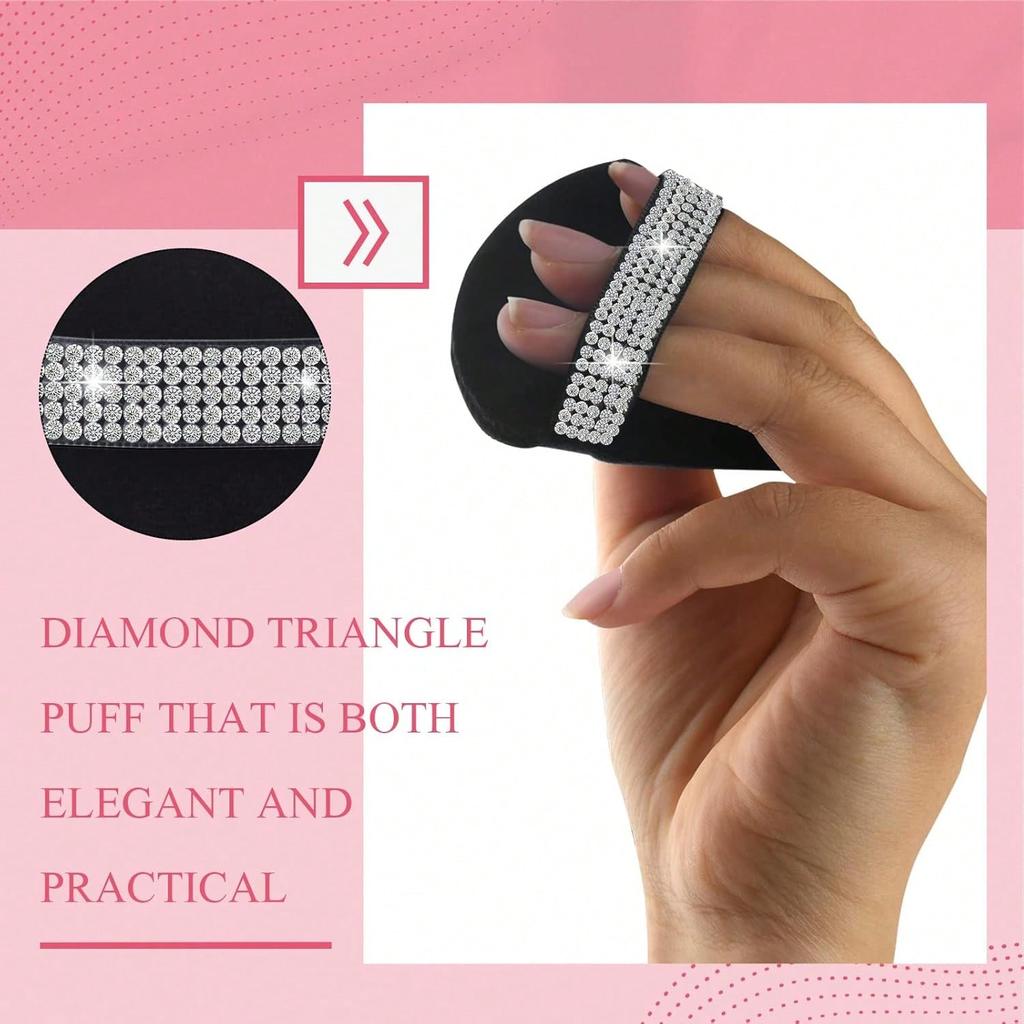 6 Pieces Makeup Sponge Powder Puff Face Soft Triangle Makeup Puff Diamond Decor Cosmetic Foundation Sponge For Loose Powder Wet Dry Makeup Tool