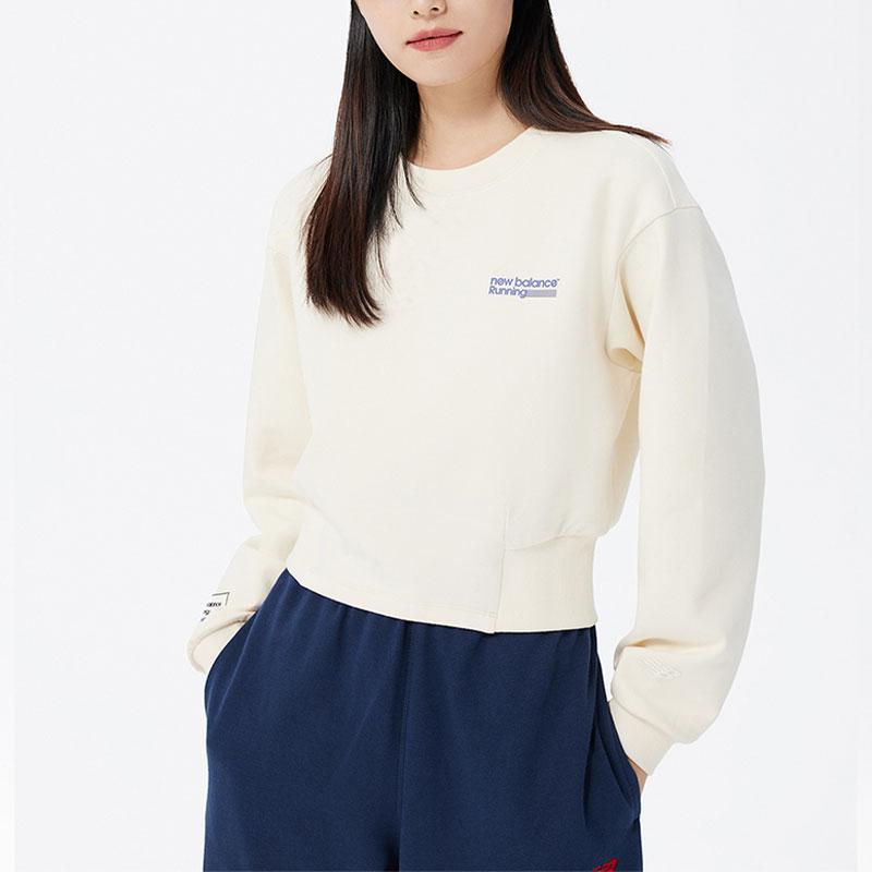New Balance Sweatshirts Women's Beige Crew Neck Moderate Regular 5CD37682-CRE