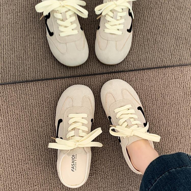 Baotou half slippers women's new summer super fire heelless flat-bottomed German training shoes