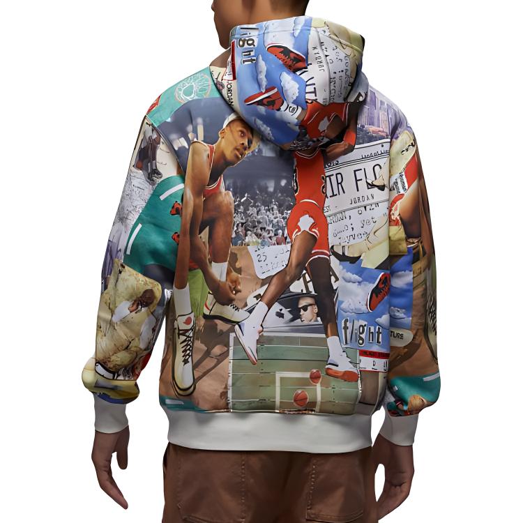 Jordan Felpa Brooklyn Stampa Lettere Outdoor Casual Sportiva Felpa con Cappuccio Uomo Felpe Sail FV7298-133