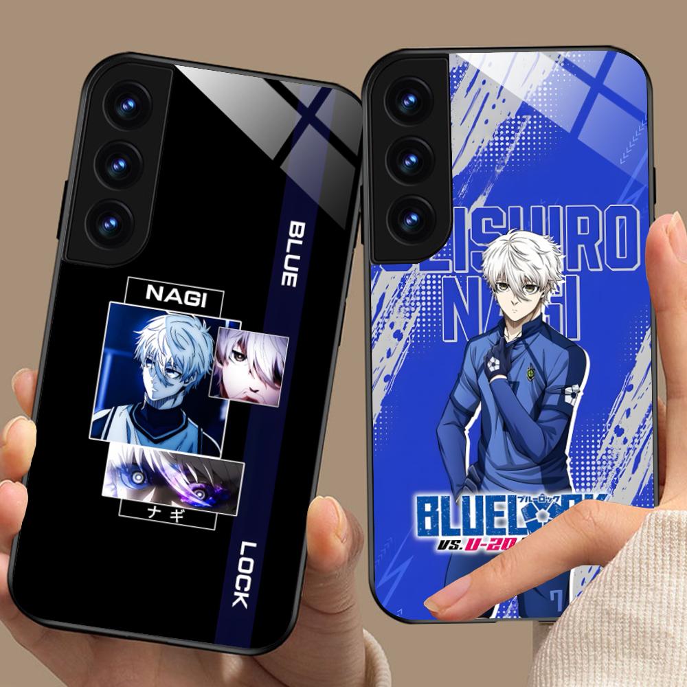Blue Lock Nagi Seishiro Phone Case for Samsung Galaxy S26 S25 S24 S23 S22 S21 S20 Note20 Plus FE Ultra Glass Colorful Cover