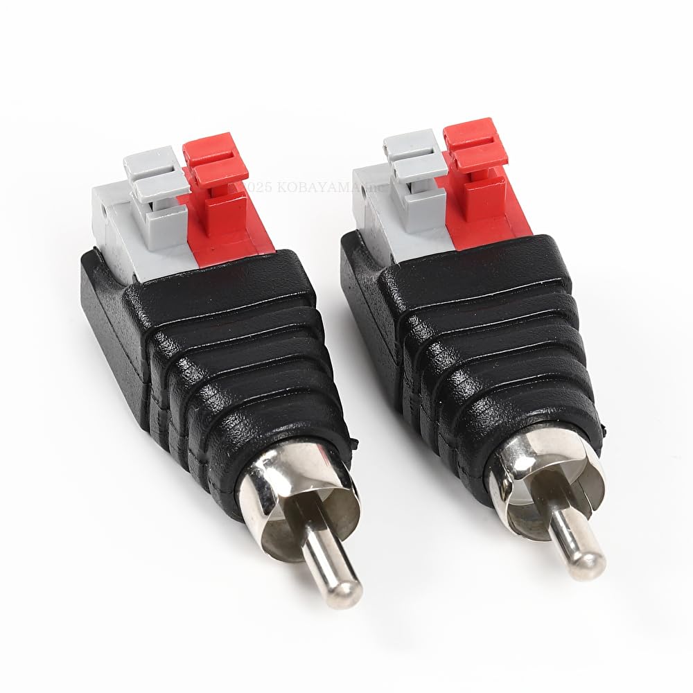 Haokiang Lautsprecher Phono Cinch Stecker auf 2 Schraubklemmenleiste Audio Video Federdruck Typ Balun Anschlussadapter (2er-Pack)