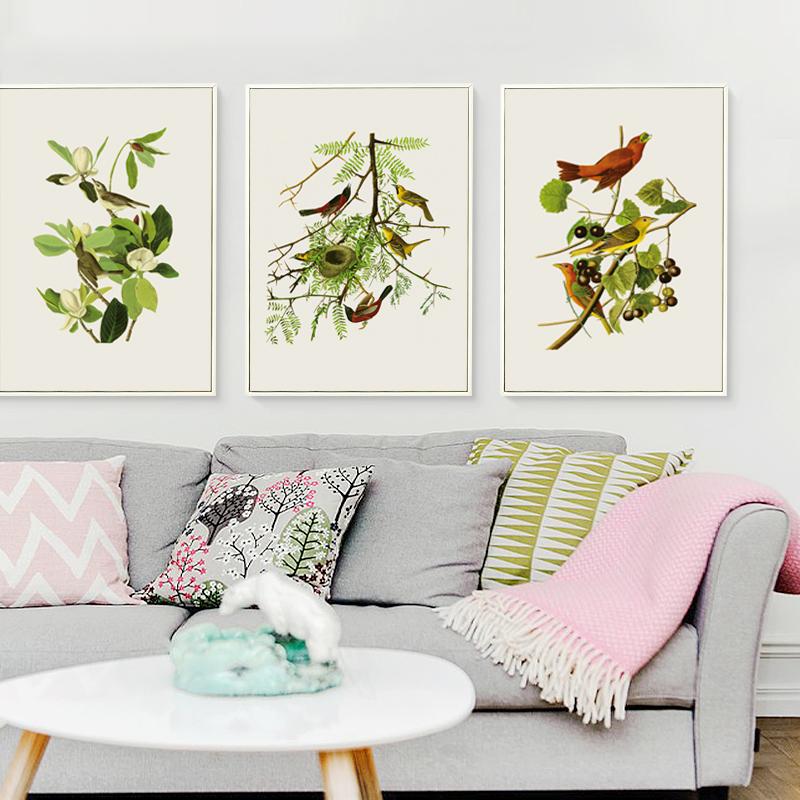 Elegant Poetry Bird On the Tree Modern Simple Nordic  A4 Canvas Painting Art Print Poster Wall Paintings Bedroom Home Decoration