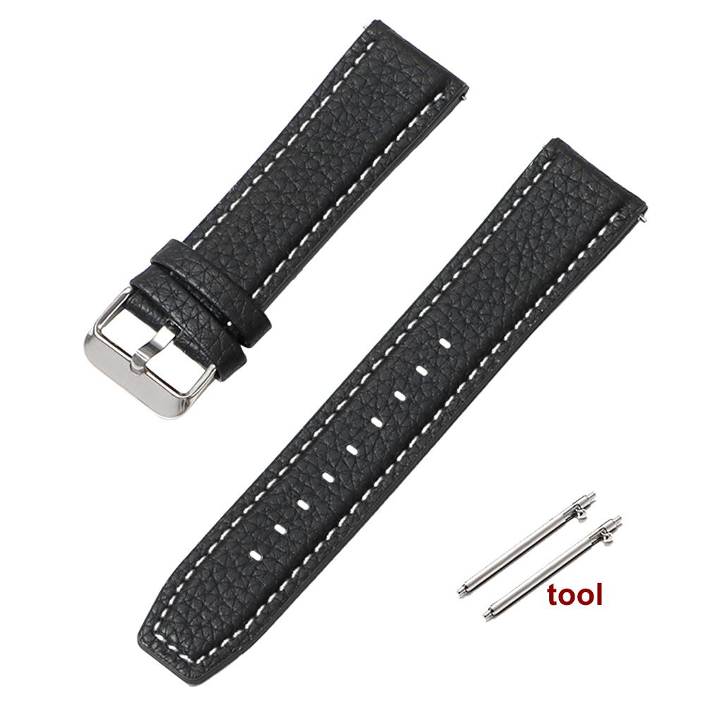 Lychee Pattern Watch Strap 20mm 22mm Quick Release Wristband for Samsung Galaxy Watch 3 Active2 40 44mm Huawei Watch Gt 2 Bands