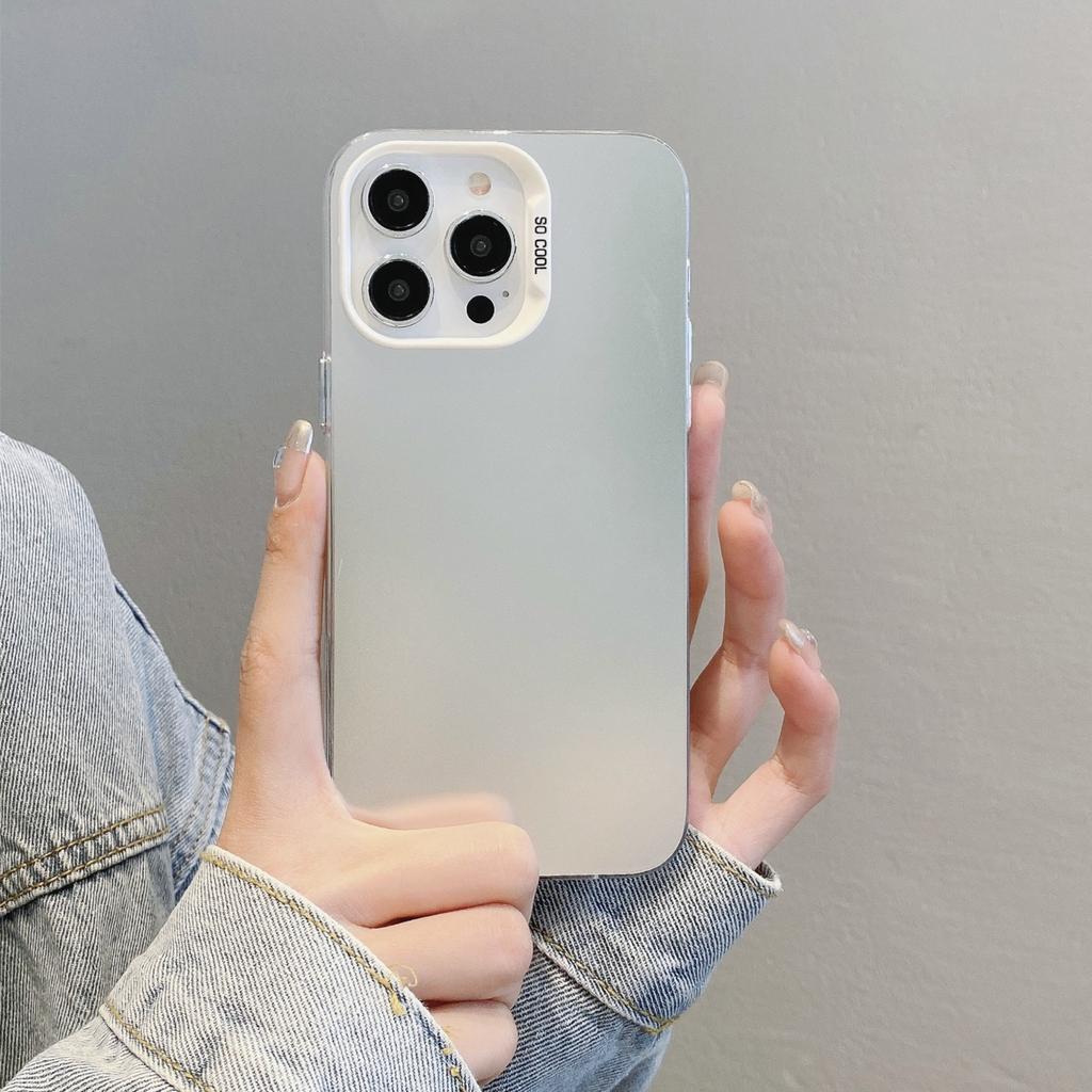 Color Silver Solid Color Mobile Phone Case Suitable for Apple 16promax Simple IPhone 15 Advanced Hard Shell Protective Case