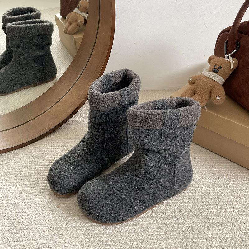 Women's soft elastic thick sole heightening winter fur one warm cold padded snow boots non-slip wear casual sports plush cotton boots