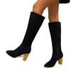 Large Size Pointed Elastic High Heel Over Knee Boots Thick Heel Autumn and Winter Skinny Leg Boots Women