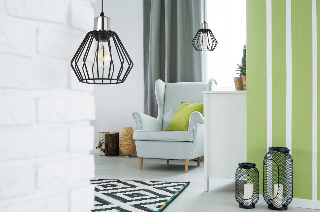 Hanging Lamp, Ceiling Chandelier, Wire Shade, Led