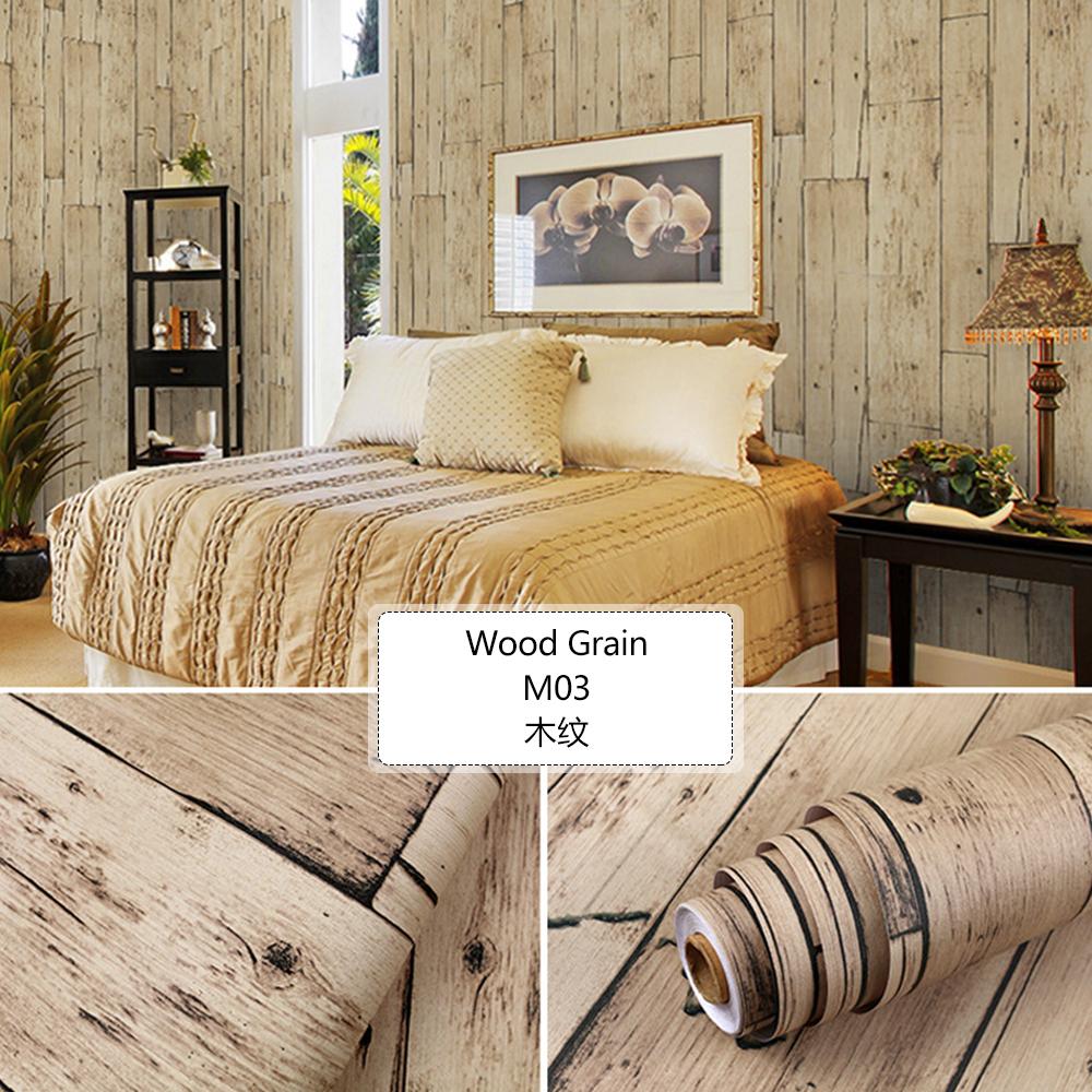 Thickened Wood Grain Self Adhesive Wallpaper Waterproof Wardrobe Tabletop Furniture Refurbished Adhesive Wallpapers 3D