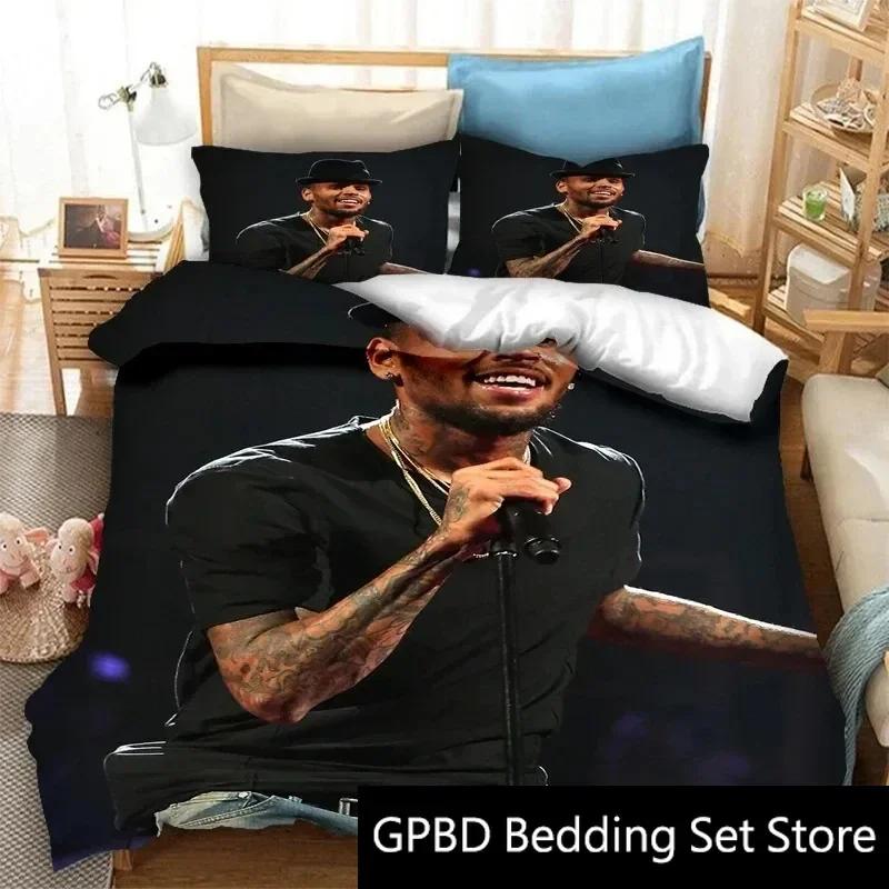 3D Druck Rapper Chris Brown Bettwäsche Set Doppel Twin King Bettbezug Bettdecke Kissenbezug Jungen Mädchen Erwachsene Schlafzimmer