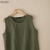 ZANZEA Women Casual Round Neck Solid Color Sleeveless Dress