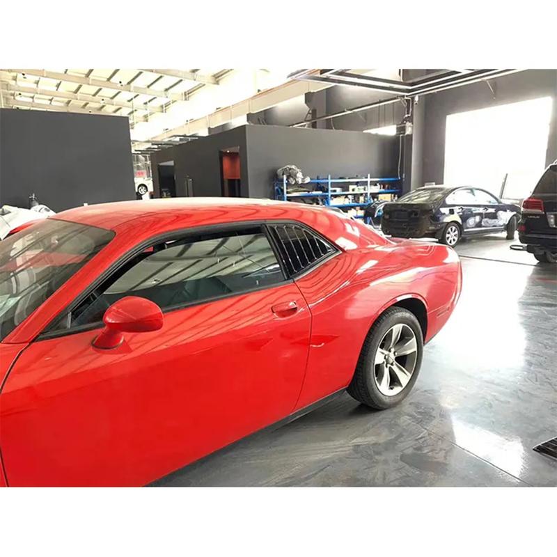 For Dodge Challenger 2015- Car Rear Louver Window Side Shutter Cover Trim Sticker Vent Scoop ABS Carbon Fiber Style Black