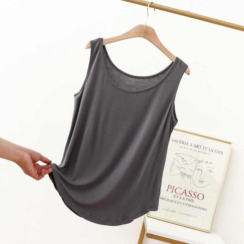 XL to 6XL Modal O-Neck Tank tops Summer women's camisole Thin Loose Sleeveless T-shirt Solid color Tee Top Large size