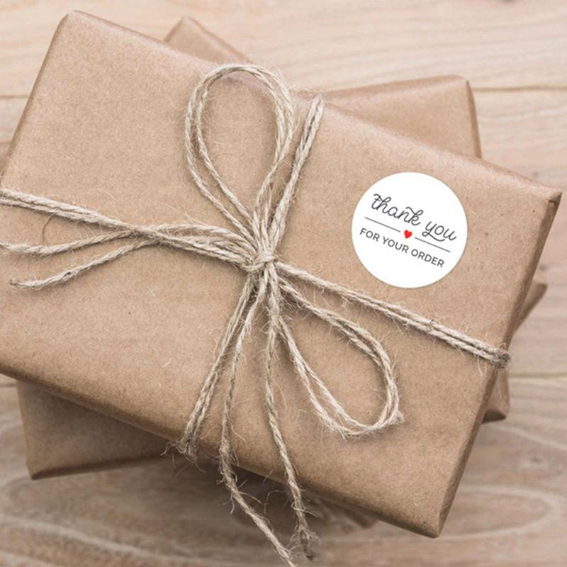 500Pcs /Roll 25Mm Black Thank You Stickers Kraft Paper Sticker For Baking Wedding Decor Birthday Party Gift Sealing Sticker