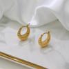 European Light Luxury 18K Gold-Plated Stainless Steel Croissant Hoop Earrings for Women