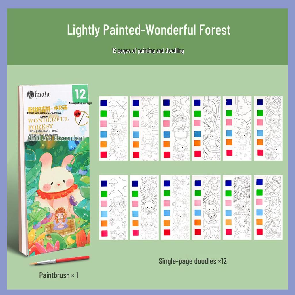 Children's Watercolor Coloring & Doodling Sticky Notes - Educational Drawing & Painting Book for Kindergarten