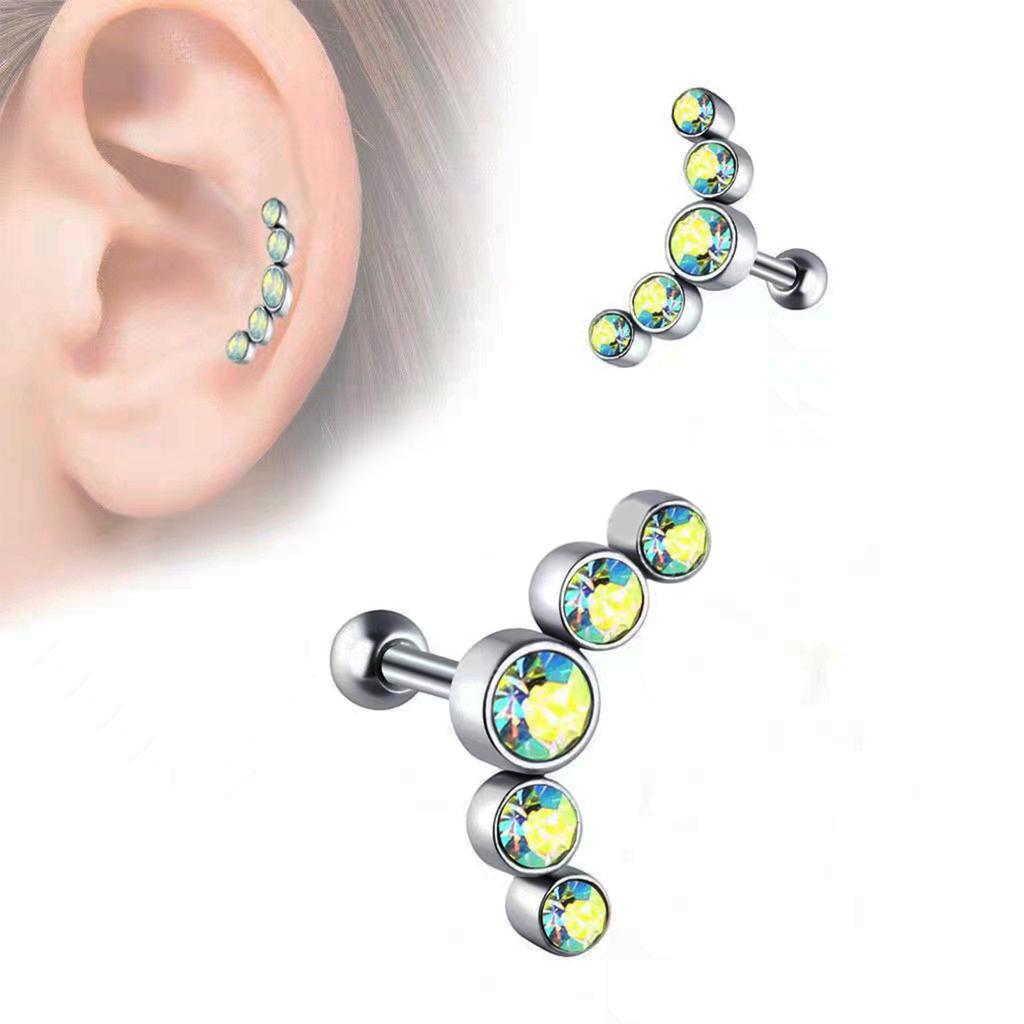 Boucle d'oreille cartilage hélix tragus élégante en acier inoxydable bijou de corps avec cristal tchèque accessoires d'oreille mode