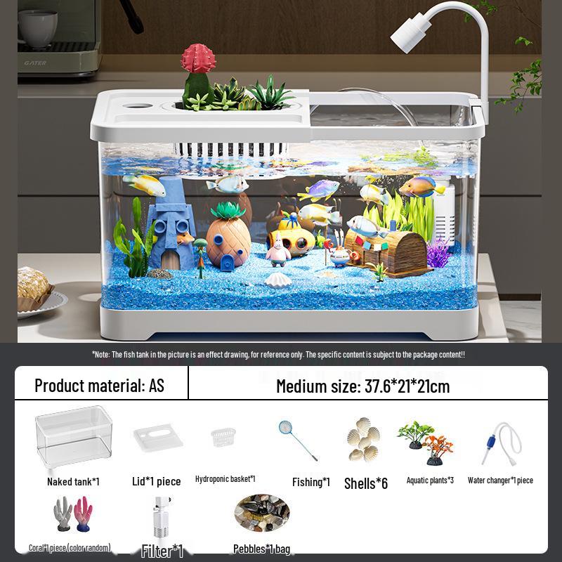 Acuario de Peces Betta de Alta Definición con Filtro y Oxigenador Integrados para Decoración de Sala de Estar