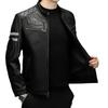 Leather leather jacket middle-aged fashion casual leather jacket autumn and winter new stand-up collar trend locomotive clothing cowhide jacket