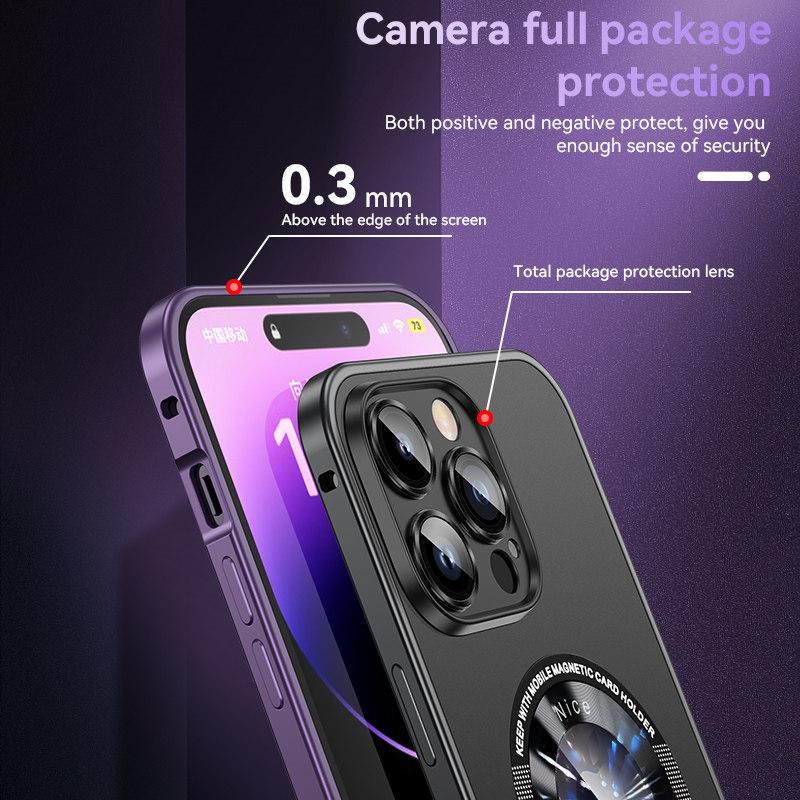 Luxury Spring Buckle Frosted Metal Bezel Magnetic Suction Wireless Charging Phone Case Suitable for iPhone 14 13 12 Pro Max Fall Protection Cover