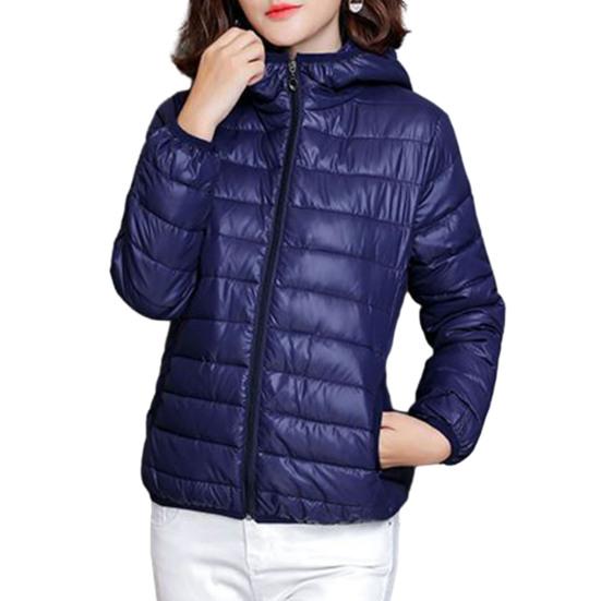 Mujer Otoño Invierno Abrigo Acolchado Con Capucha Grueso Manga Larga Cálido Color Sólido Suave Slim Fit Cierre De Cremallera Bolsillos Cardigan Señora Algodón Abrigo Chaqueta