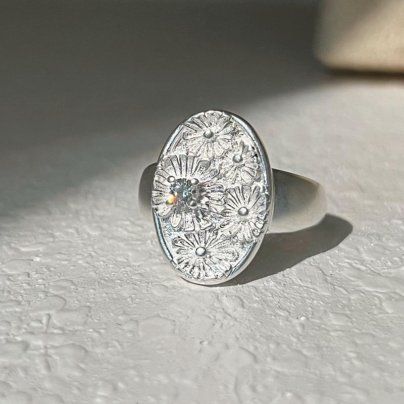 Geometric Oval Floral Ring: Women s Trendy Adjustable Open Design Open Adjustable