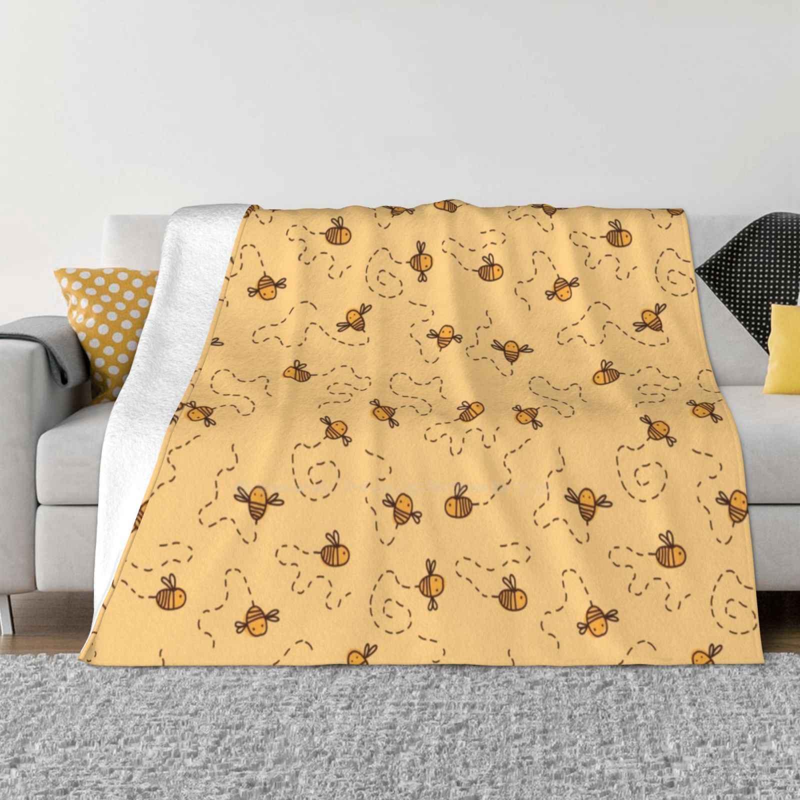 Busy Bees Pattern Creative Design Light Thin Soft Flannel Blanket Cute Buzzing Bees Busy Bees Flying Bees Insects Animals 30x40in