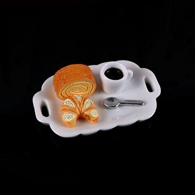 2Sets Dollhouse Mini Kitchen Cake Bread Simulation Breakfast Set Miniature Food Play Scene Props