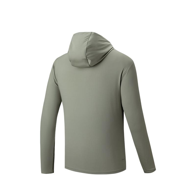 Anta Comfortable Versatile Simple Solid Color Hooded UV Protection Cooling Sunscreen Jacket Men Jackets Green 152527704-2